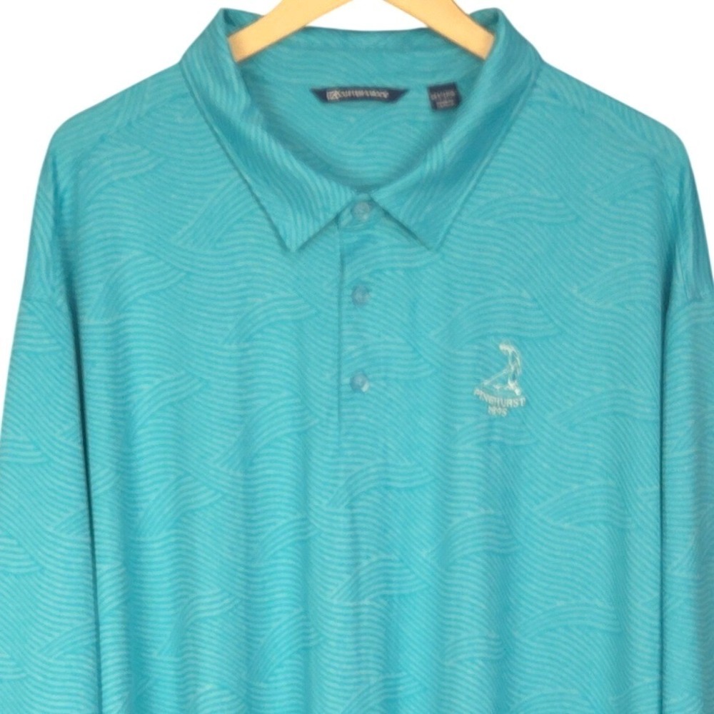 Cutter & Buck Golf Polo Shirt Mens 3X TALL Teal Blue Wave Pinehurst 1895 Putter